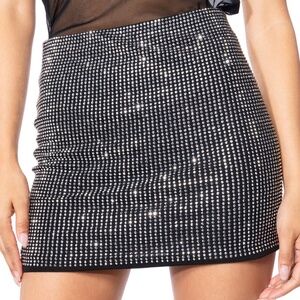 Bling Rhinestone Mini Skirt